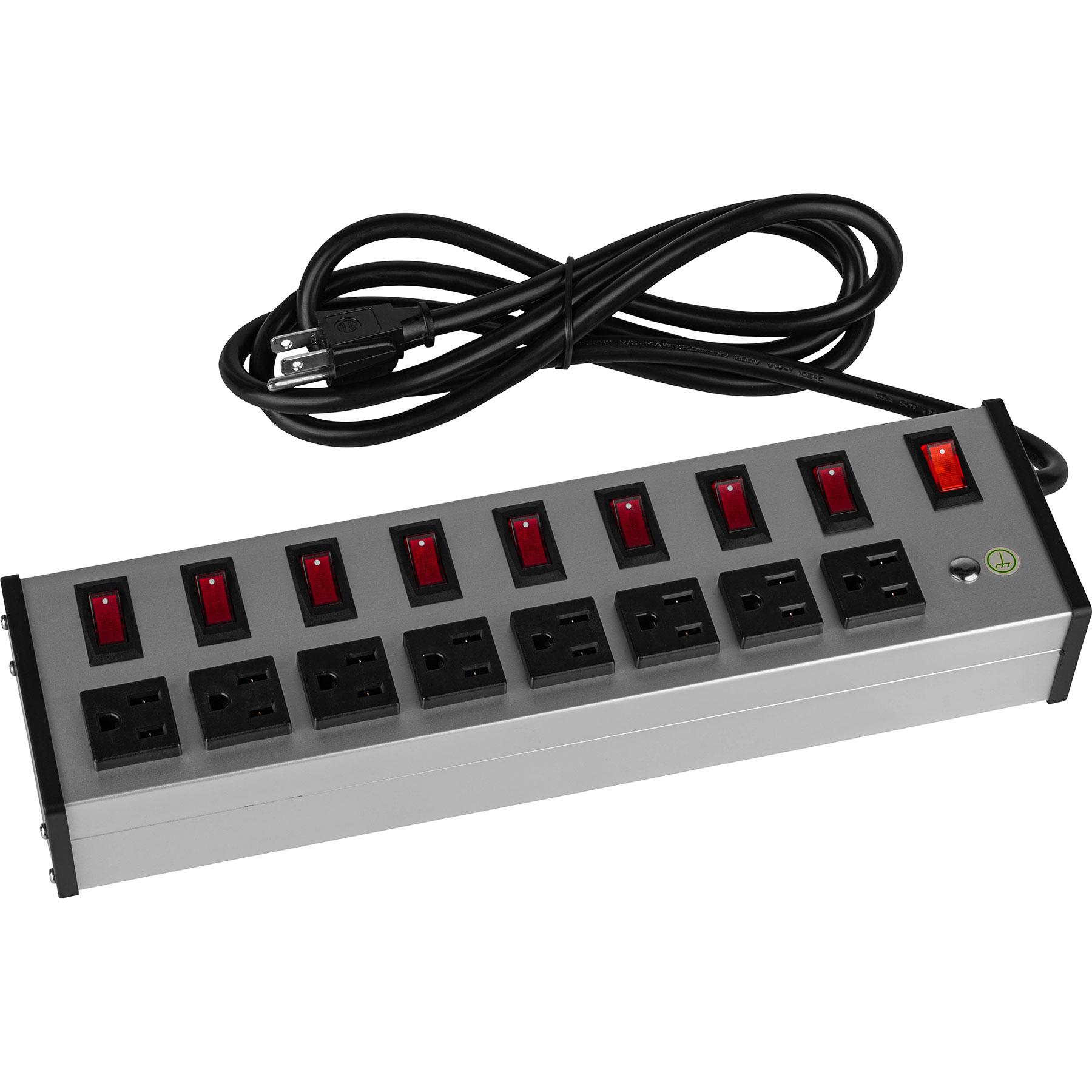 Commercial Grade 8 Outlet Power Strip Individually Switched With Master   125 348 HR 0.default 